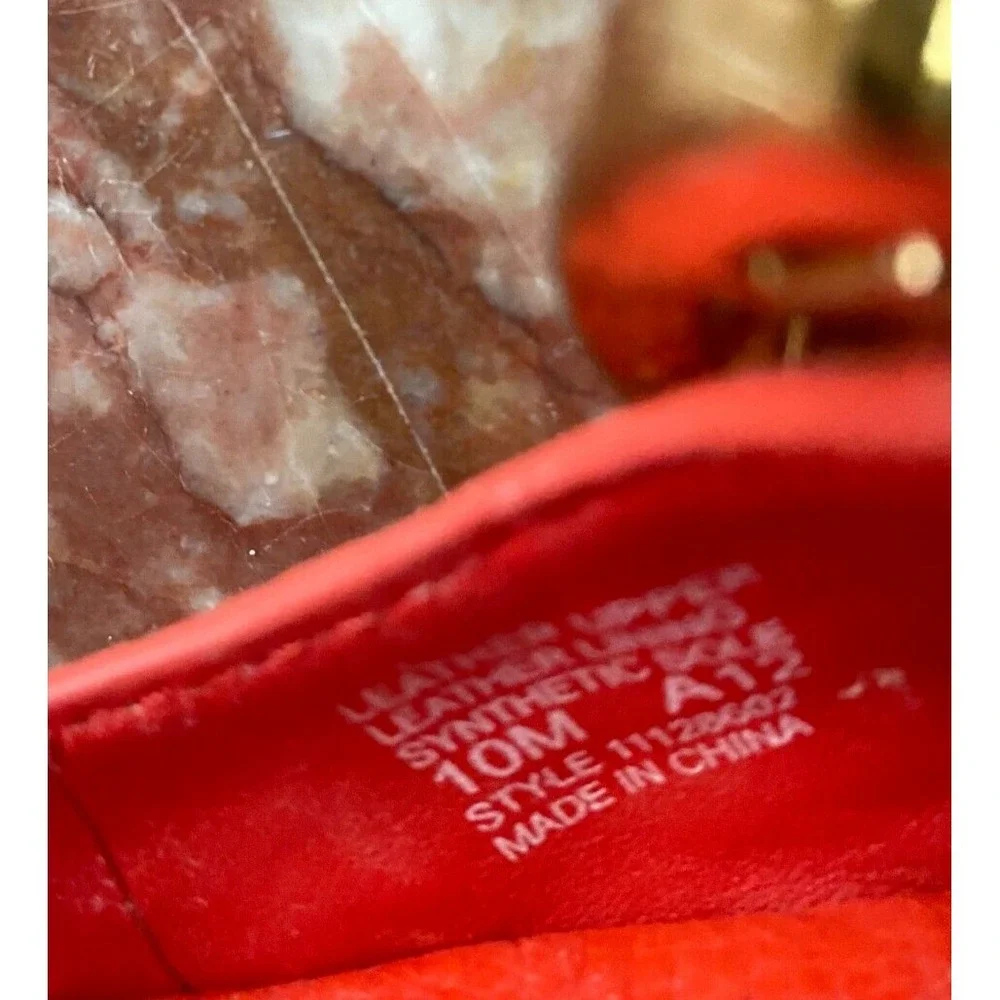 Tory Burch Amanda Orange Red Leather Open Toe Wedge Heel Shoes 10M ‎ EUC! $278